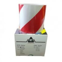 Banda adeziva reflectorizanta, alb/rosu, 10cm x 10m