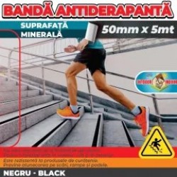 Banda Antialunecare Autoadeziva, Negru, rola 5cm x 5m