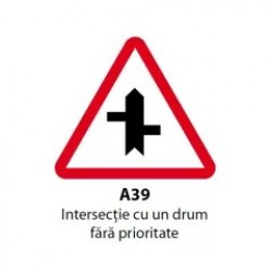 Intersectie cu un drum fara prioritate (A39), Indicator rutier | Semn de circulatie