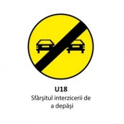 Sfarsitul interzicerii de a depasi U18, Indicator rutier | Semn de circulatie