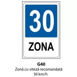 Zona cu viteza recomandata 30 km/h, Indicator rutier | Semn de circulatie